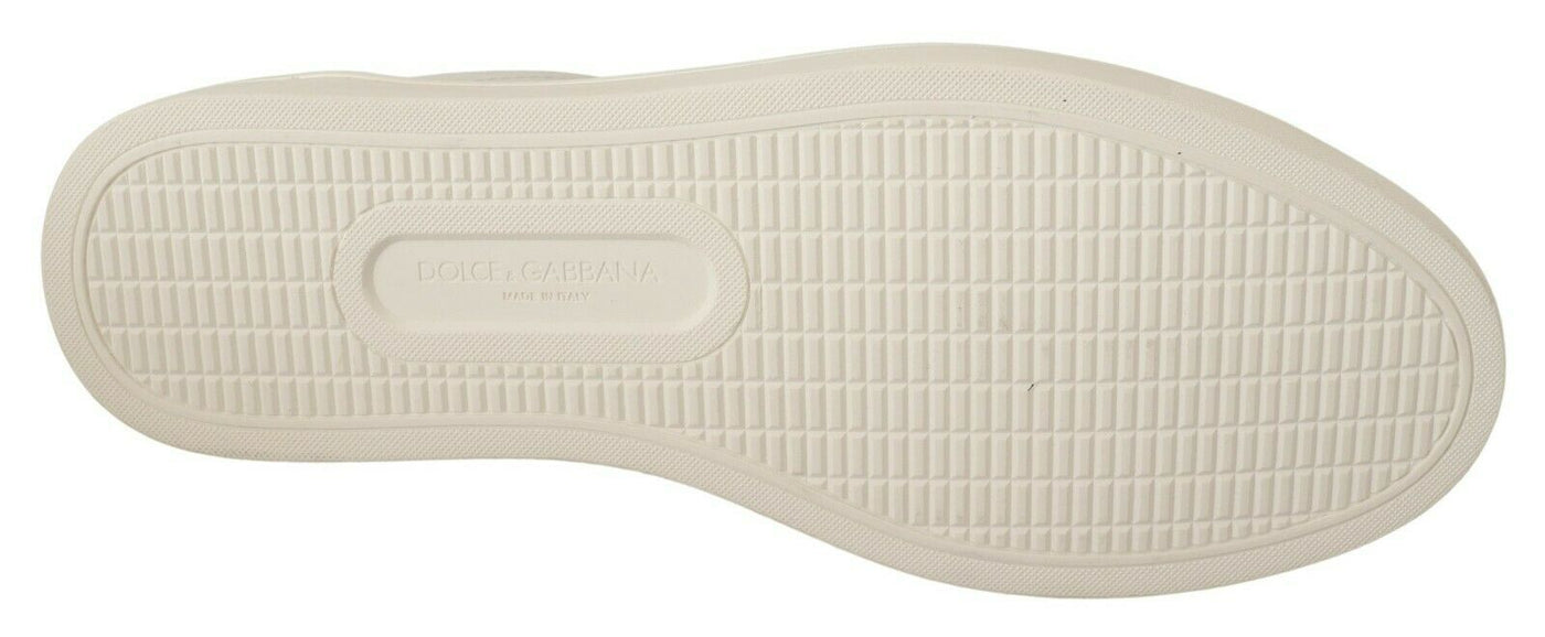 Dolce & Gabbana Weiß Bordeaux Leder Low Tops Turnschuhe