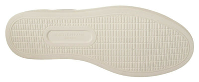 Dolce & Gabbana Weiß Bordeaux Leder Low Tops Turnschuhe