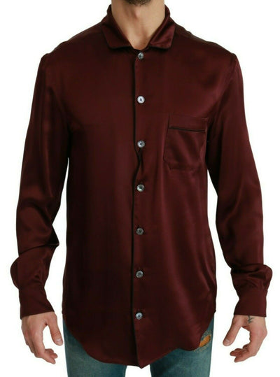 Dolce & Gabbana Bordeauxfarbenes Pyjamahemd aus Seide