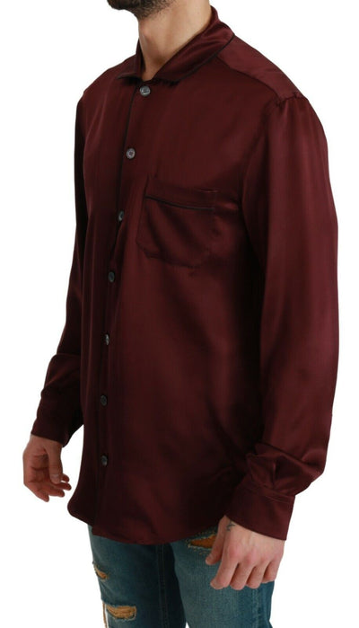 Dolce & Gabbana Bordeauxfarbenes Pyjamahemd aus Seide