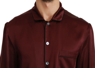 Dolce & Gabbana Bordeauxfarbenes Pyjamahemd aus Seide