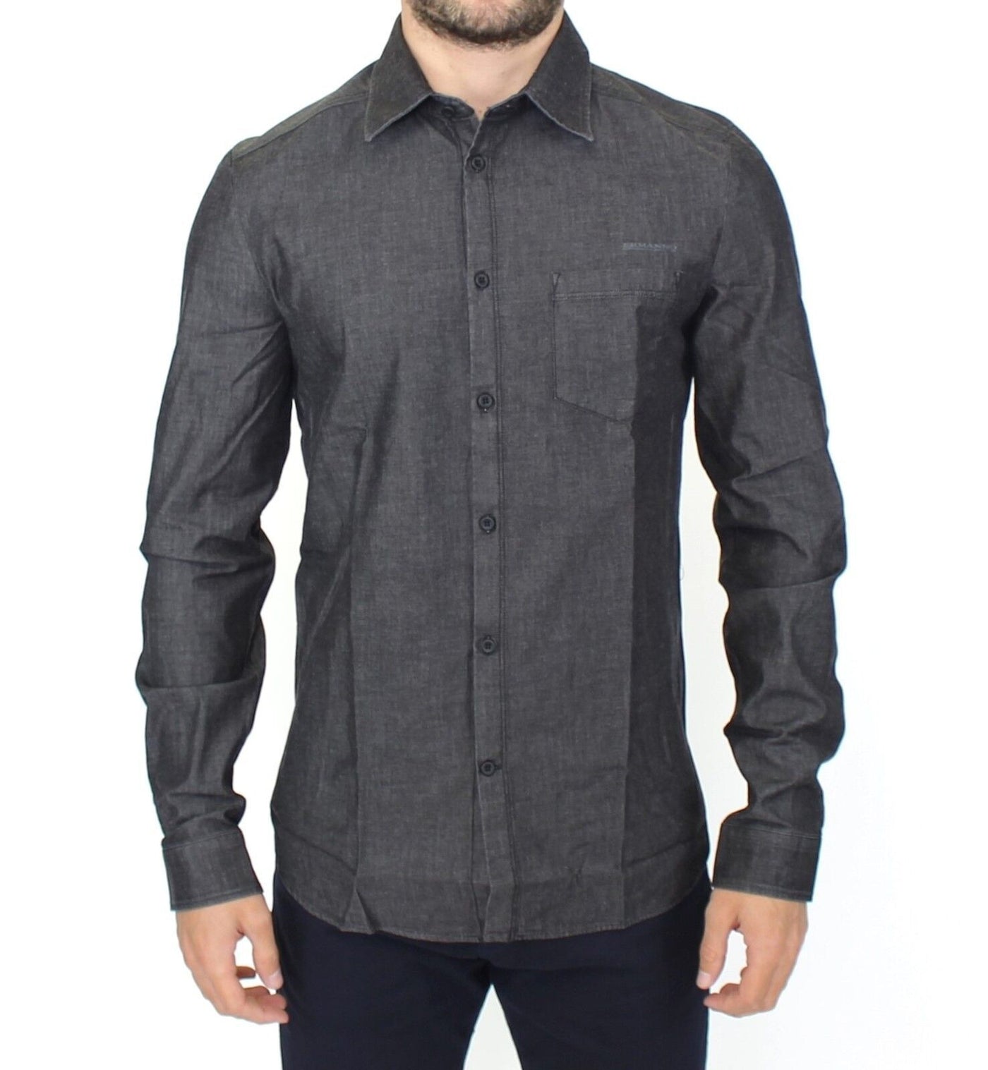 Ermanno Scervino Denim-Jeans Baumwolle Casual Gray Stretch Shirt