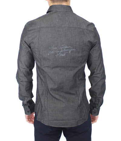 Ermanno Scervino Denim-Jeans Baumwolle Casual Gray Stretch Shirt
