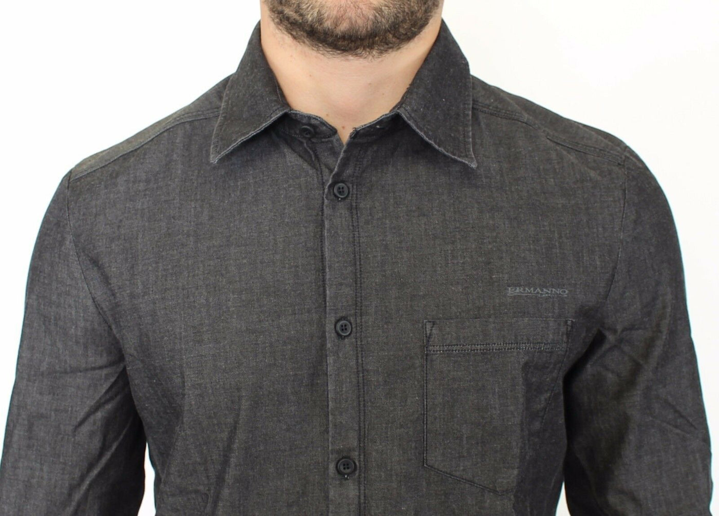 Ermanno Scervino Denim-Jeans Baumwolle Casual Gray Stretch Shirt