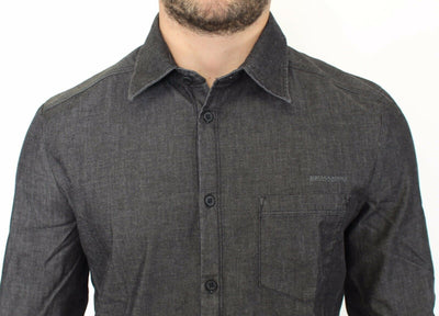 Ermanno Scervino Denim-Jeans Baumwolle Casual Gray Stretch Shirt