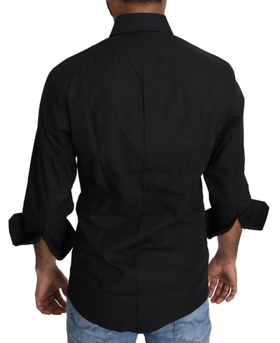 Dolce & Gabbana Schwarzes Baumwollhemd Formal Dress Men Top Shirt