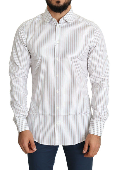 Dolce & Gabbana Weiß gestreiftes formelles MARTINI Hemd