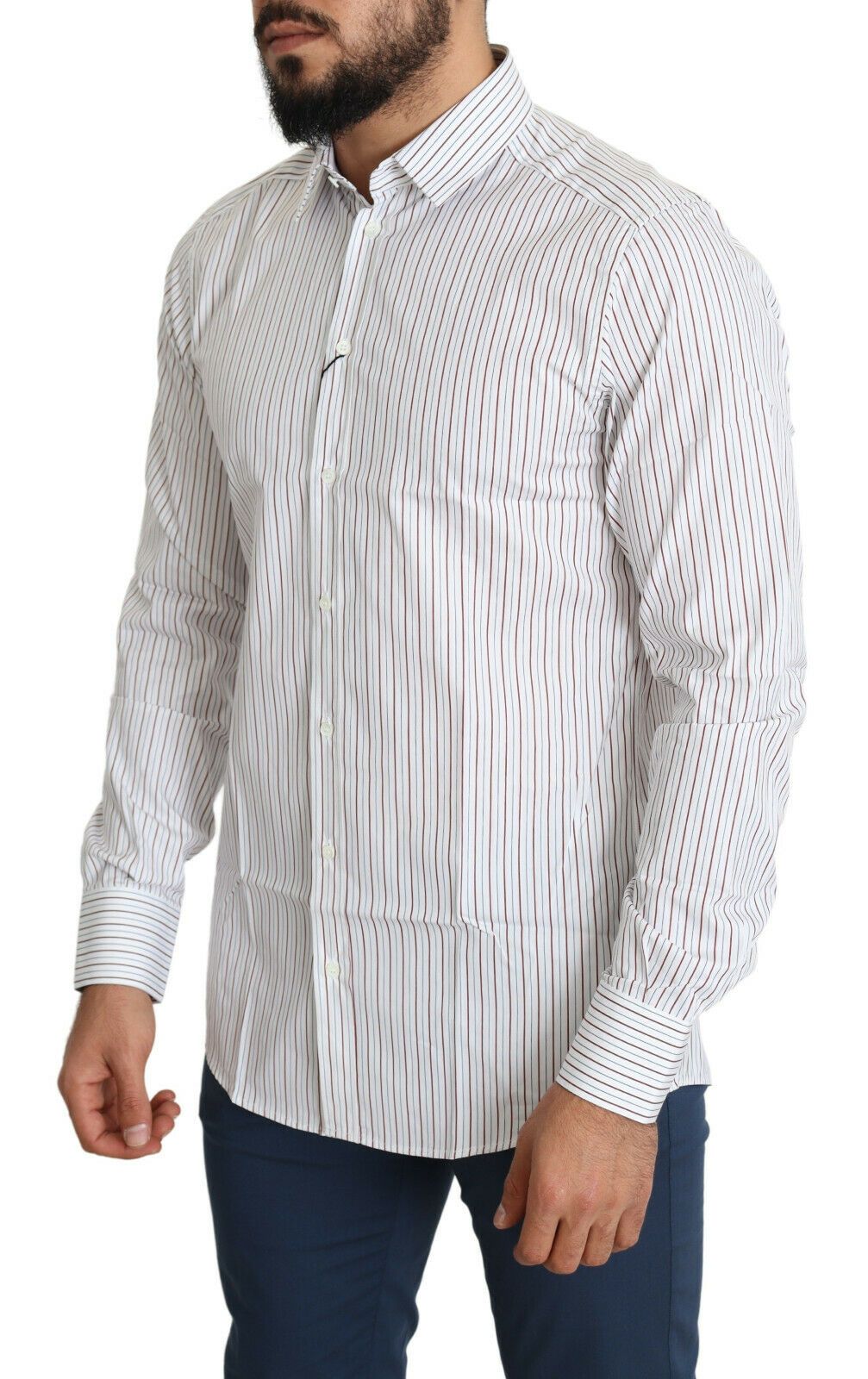 Dolce & Gabbana Weiß gestreiftes formelles MARTINI Hemd