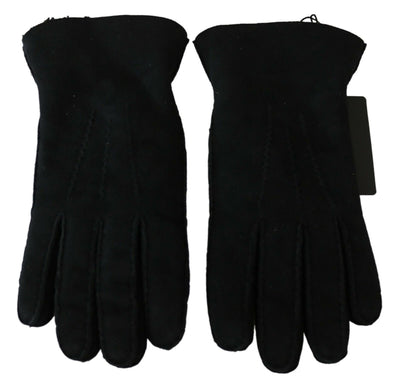 Dolce & Gabbana Schwarzes Leder Motorrad Biker Fäustlinge Handschuhe
