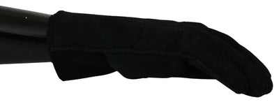Dolce & Gabbana Schwarzes Leder Motorrad Biker Fäustlinge Handschuhe
