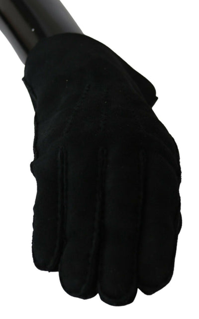 Dolce & Gabbana Schwarzes Leder Motorrad Biker Fäustlinge Handschuhe