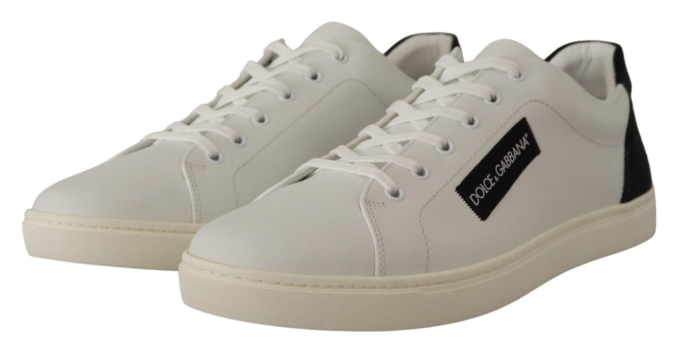 Dolce & Gabbana Weiß Schwarz Leder Halbschuhe Sneakers
