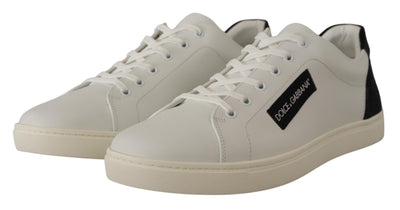 Dolce & Gabbana Weiß Schwarz Leder Halbschuhe Sneakers