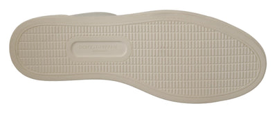 Dolce & Gabbana Weiß Schwarz Leder Halbschuhe Sneakers