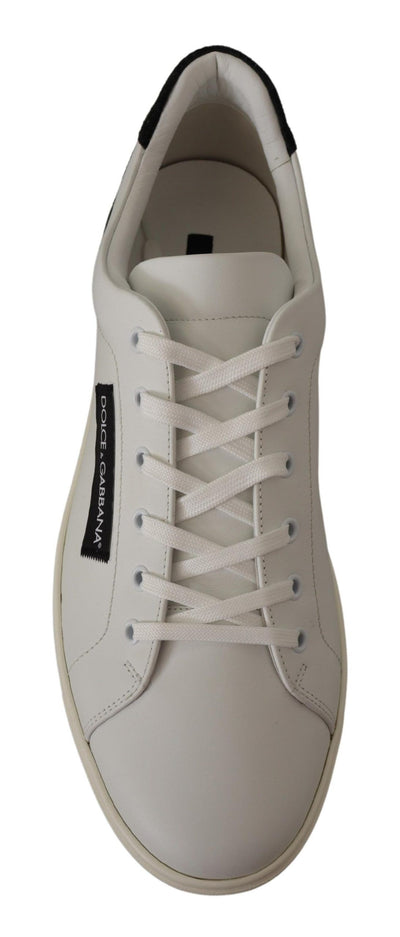 Dolce & Gabbana Weiß Schwarz Leder Halbschuhe Sneakers