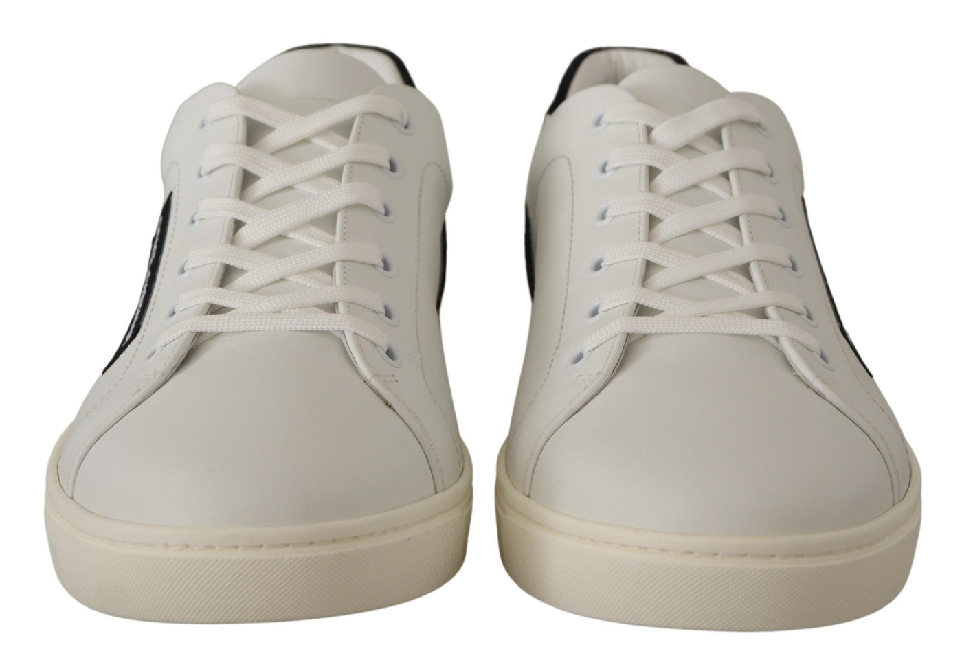 Dolce & Gabbana Weiß Schwarz Leder Halbschuhe Sneakers