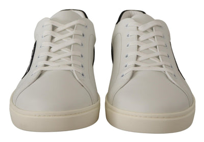 Dolce & Gabbana Weiß Schwarz Leder Halbschuhe Sneakers