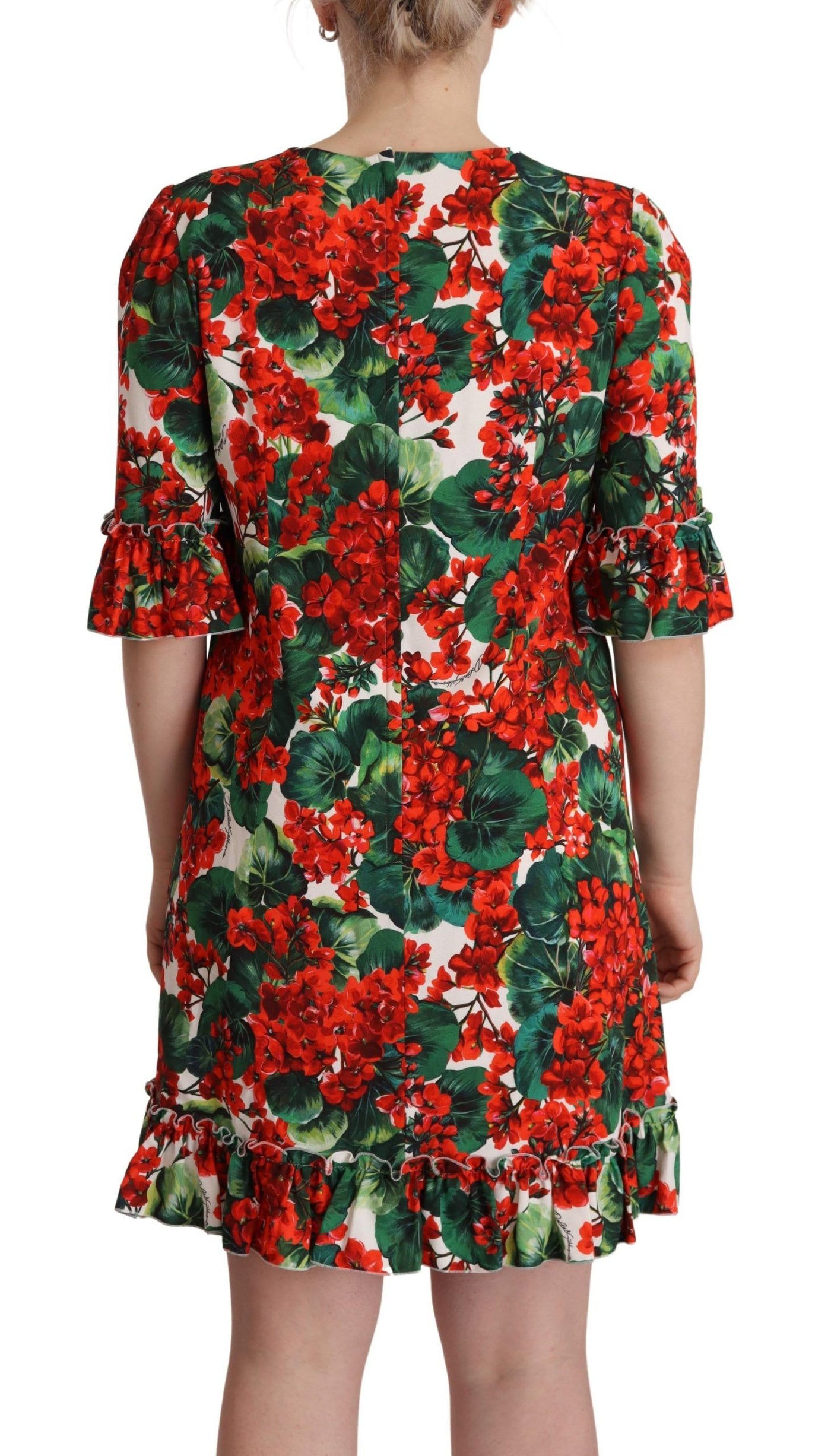 Dolce & Gabbana Multicolor Rotes geblümtes Etuikleid