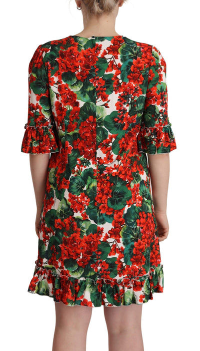 Dolce & Gabbana Multicolor Rotes geblümtes Etuikleid