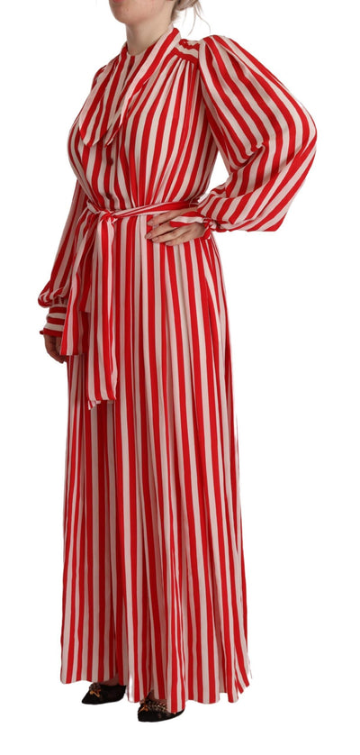 Dolce & Gabbana Weiß-rotes Seidenkleid in A-Linie mit Etuikleid