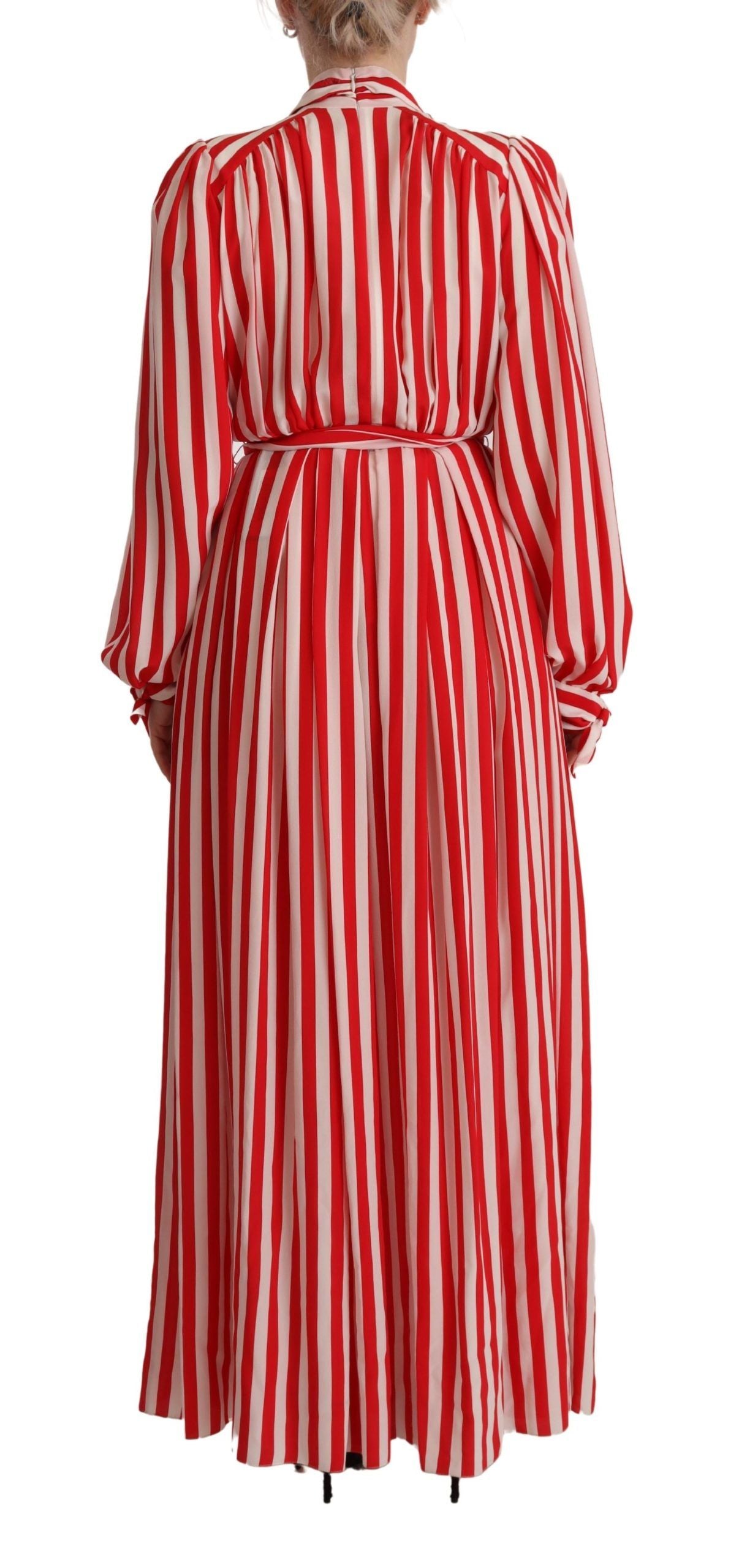 Dolce & Gabbana Weiß-rotes Seidenkleid in A-Linie mit Etuikleid