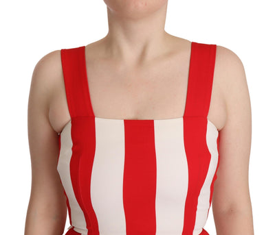 Dolce & Gabbana Weißes Rotes Stretch-Shift-Kleid in A-Linie