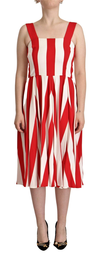 Dolce & Gabbana Weißes Rotes Stretch-Shift-Kleid in A-Linie