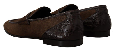Dolce & Gabbana Schuhe Kleid Loafers Braun Leder Slip Schuhe