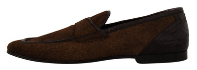 Dolce & Gabbana Schuhe Kleid Loafers Braun Leder Slip Schuhe