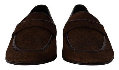 Dolce & Gabbana Schuhe Kleid Loafers Braun Leder Slip Schuhe