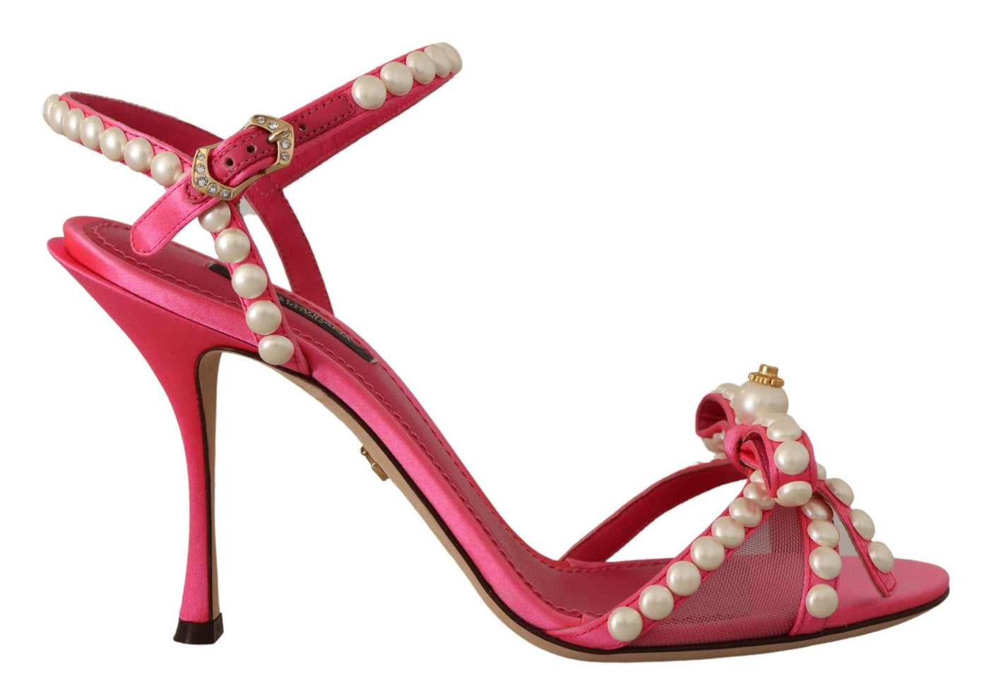 Dolce & Gabbana Rosa Satin Weiß Perle Kristalle Heels Schuhe