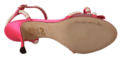 Dolce & Gabbana Rosa Satin Weiß Perle Kristalle Heels Schuhe