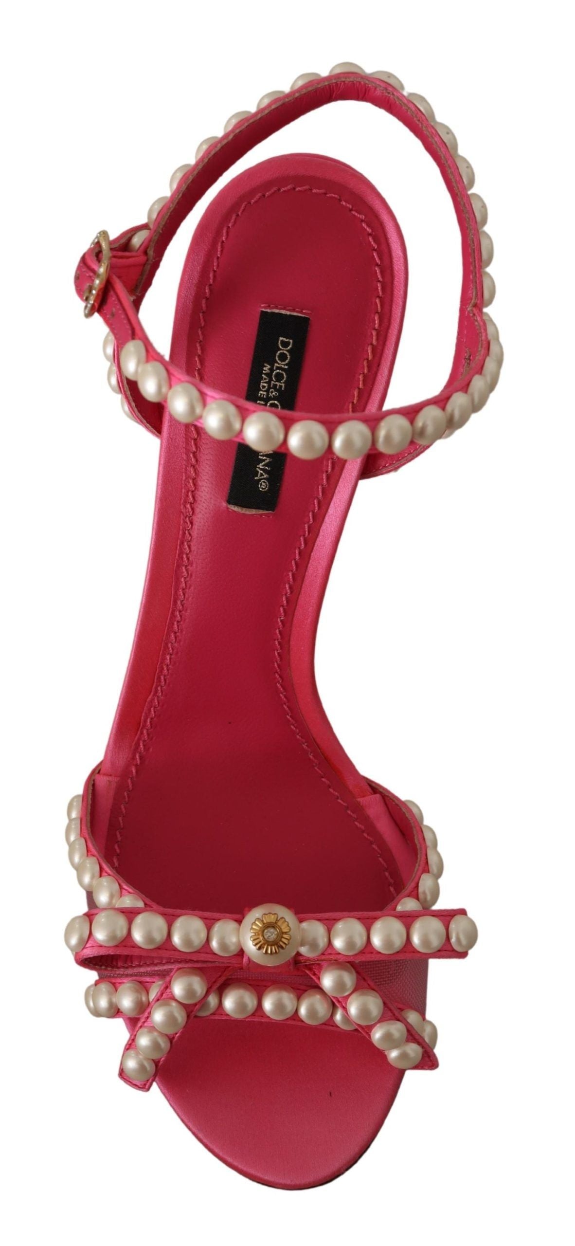 Dolce & Gabbana Rosa Satin Weiß Perle Kristalle Heels Schuhe