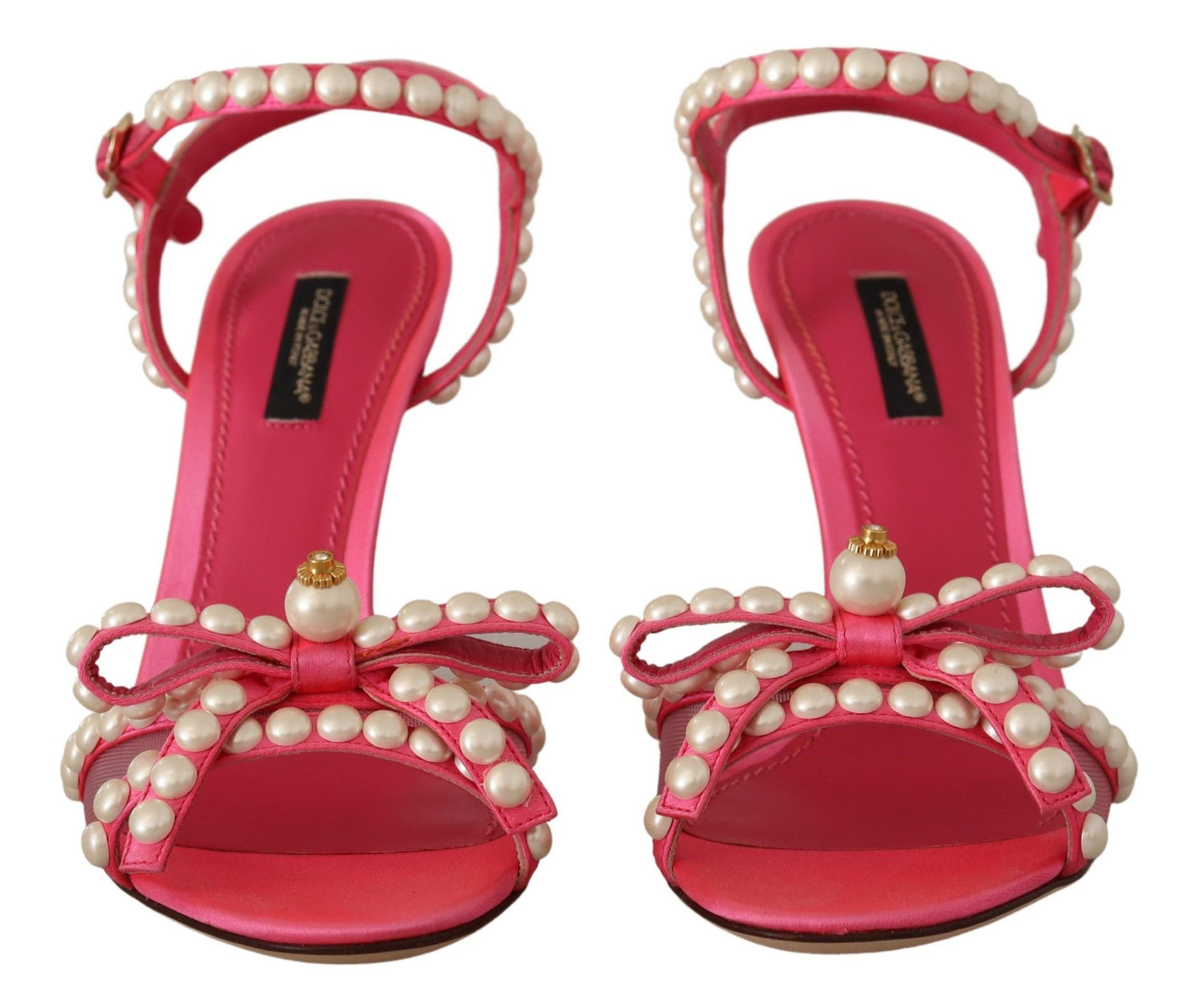 Dolce & Gabbana Rosa Satin Weiß Perle Kristalle Heels Schuhe