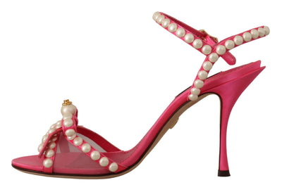 Dolce & Gabbana Rosa Satin Weiß Perle Kristalle Heels Schuhe