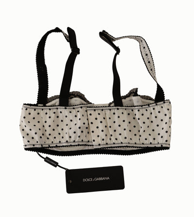 Dolce & Gabbana Balconette-BH mit weiß-schwarzer Tupfen-Satin-Spitze