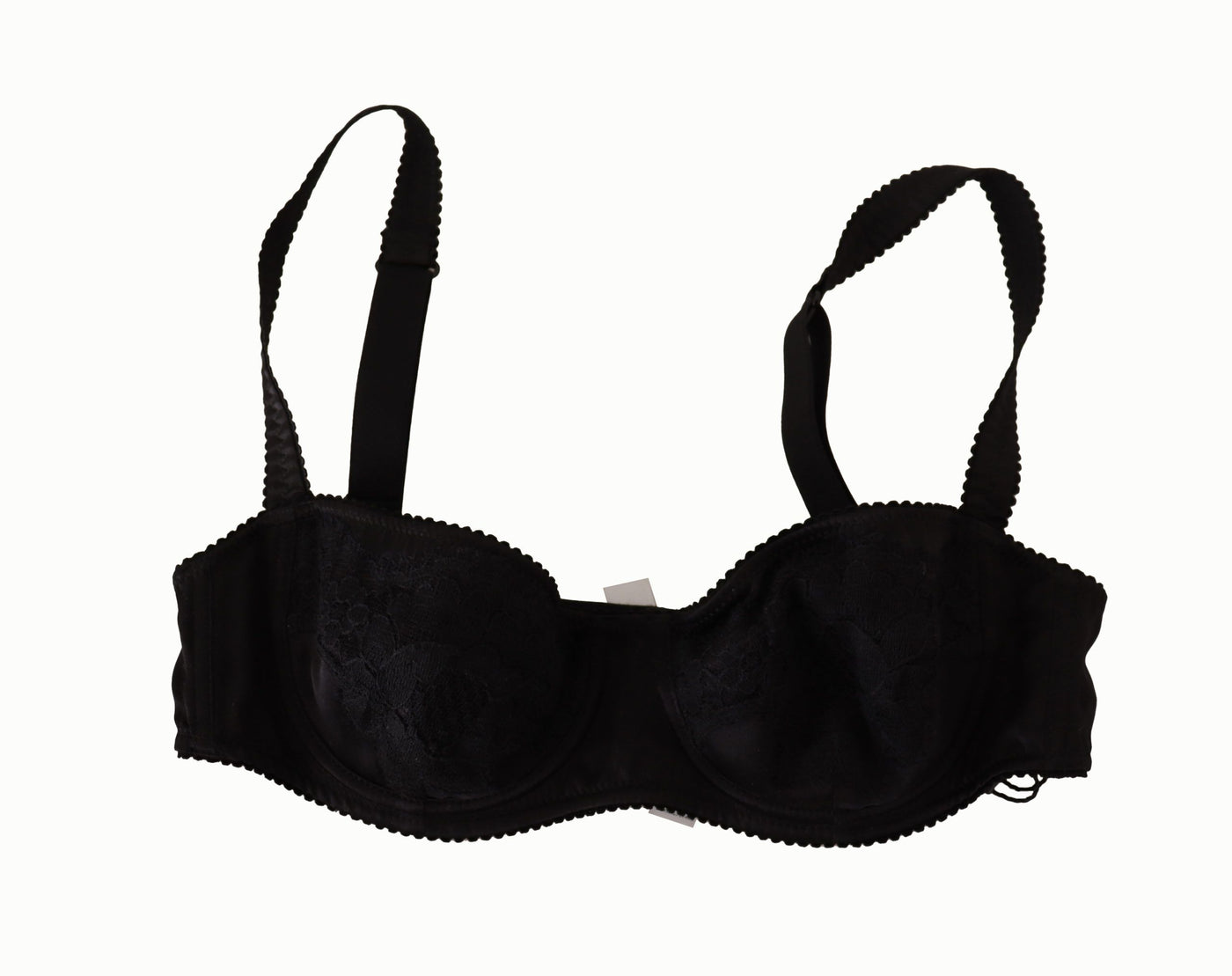 Dolce & Gabbana Schwarzer Balconette-BH aus Satin-Spitze mit Tupfen