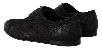 Dolce & Gabbana Schwarzes Kaimanleder Herren Oxford Schuhe