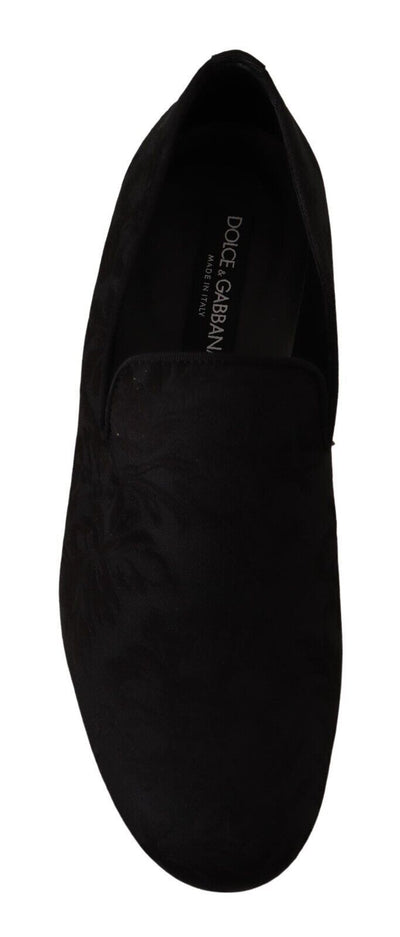 Dolce & Gabbana Schwarz Jacquard Hausschuhe Flats Loafers Schuhe