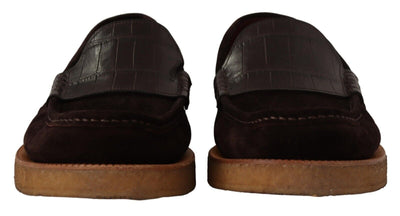 Dolce & Gabbana Braun Wildleder Slip On Flats Mokassin Schuhe