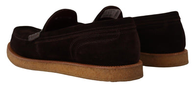 Dolce & Gabbana Braun Wildleder Slip On Flats Mokassin Schuhe