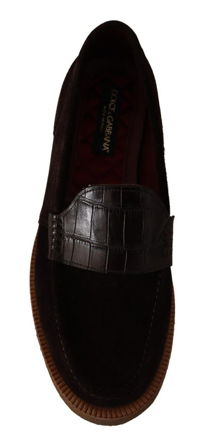 Dolce & Gabbana Braun Wildleder Slip On Flats Mokassin Schuhe