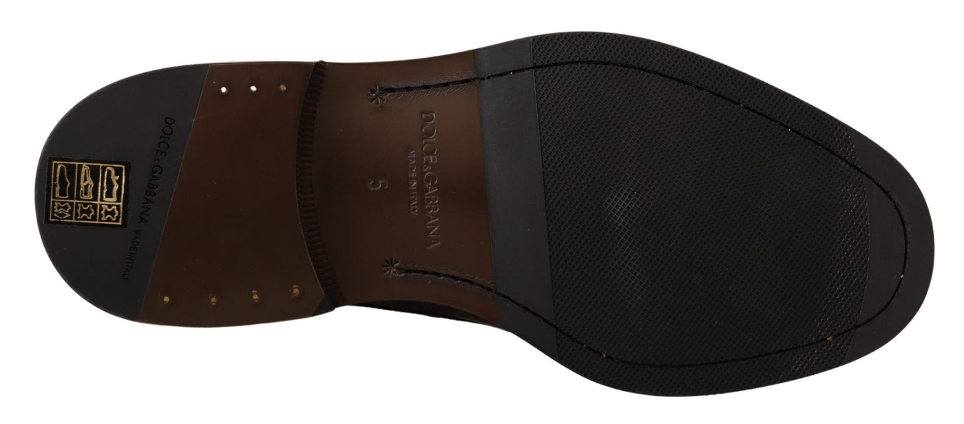 Dolce & Gabbana Schwarzes Leder Kleid Formelle Derby Schuhe