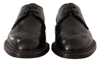Dolce & Gabbana Schwarzes Leder Kleid Formelle Derby Schuhe