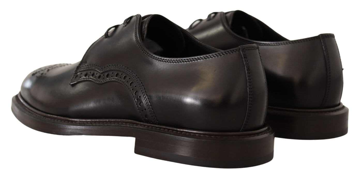 Dolce & Gabbana Schwarzes Leder Kleid Formelle Derby Schuhe