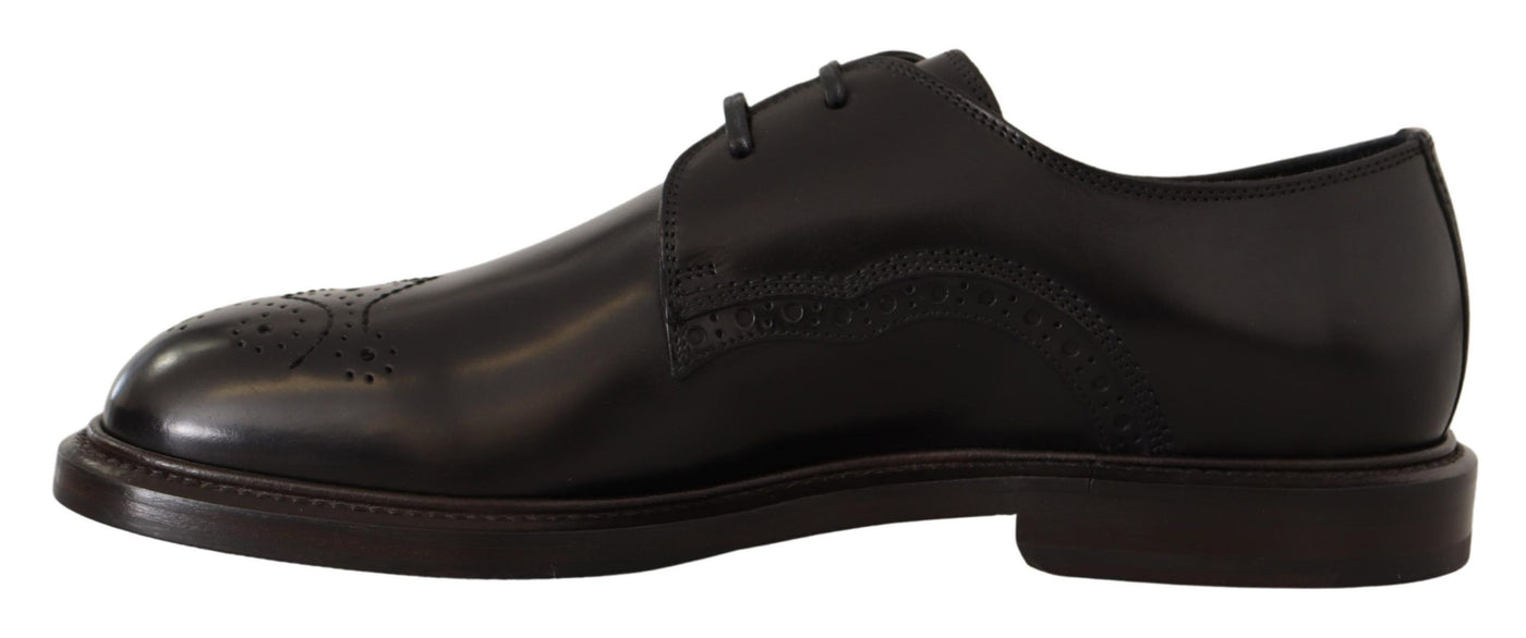 Dolce & Gabbana Schwarzes Leder Kleid Formelle Derby Schuhe