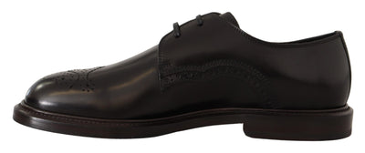 Dolce & Gabbana Schwarzes Leder Kleid Formelle Derby Schuhe