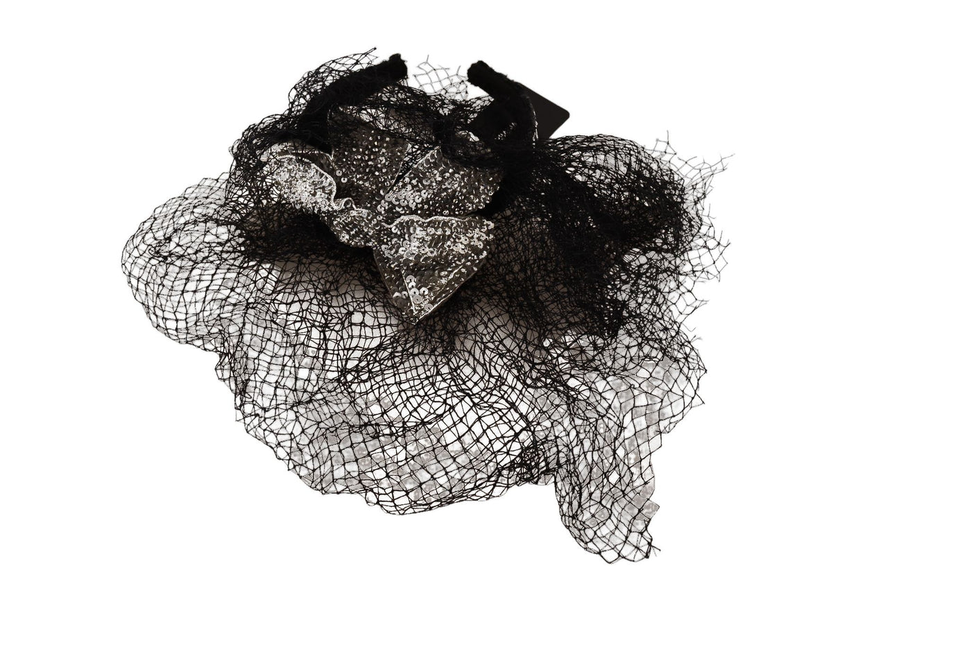Dolce & Gabbana Schwarzes Logo Pailletten Fascinator Diadem Stirnband