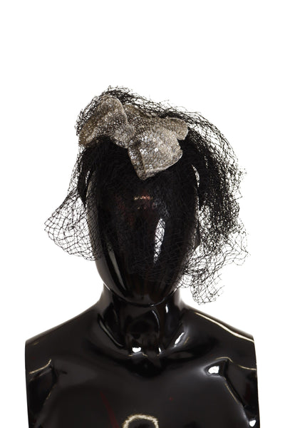 Dolce & Gabbana Schwarzes Logo Pailletten Fascinator Diadem Stirnband