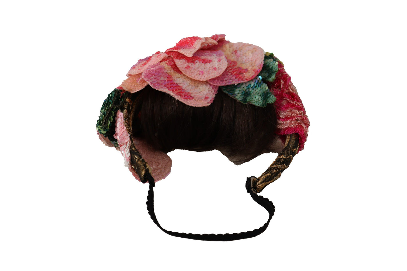 Dolce & Gabbana Multicolor Pailletten Lurex Schwarz Haarstirnband